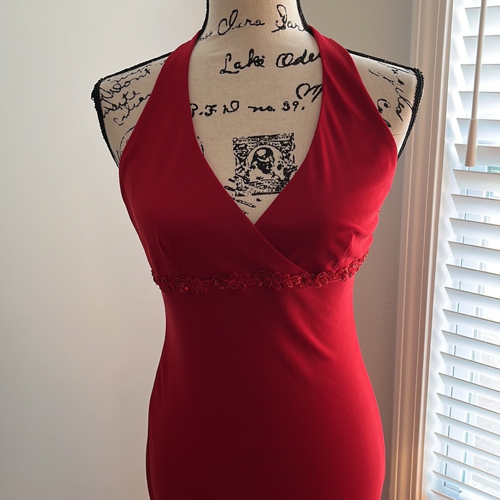 CITY TRIANGLES Stunning Red Backless Even Gown Dress